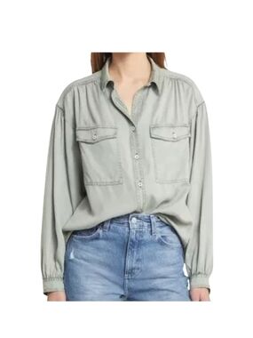 Rails Soren Sage Lyocell Button Up Balloon Sleeve Size S